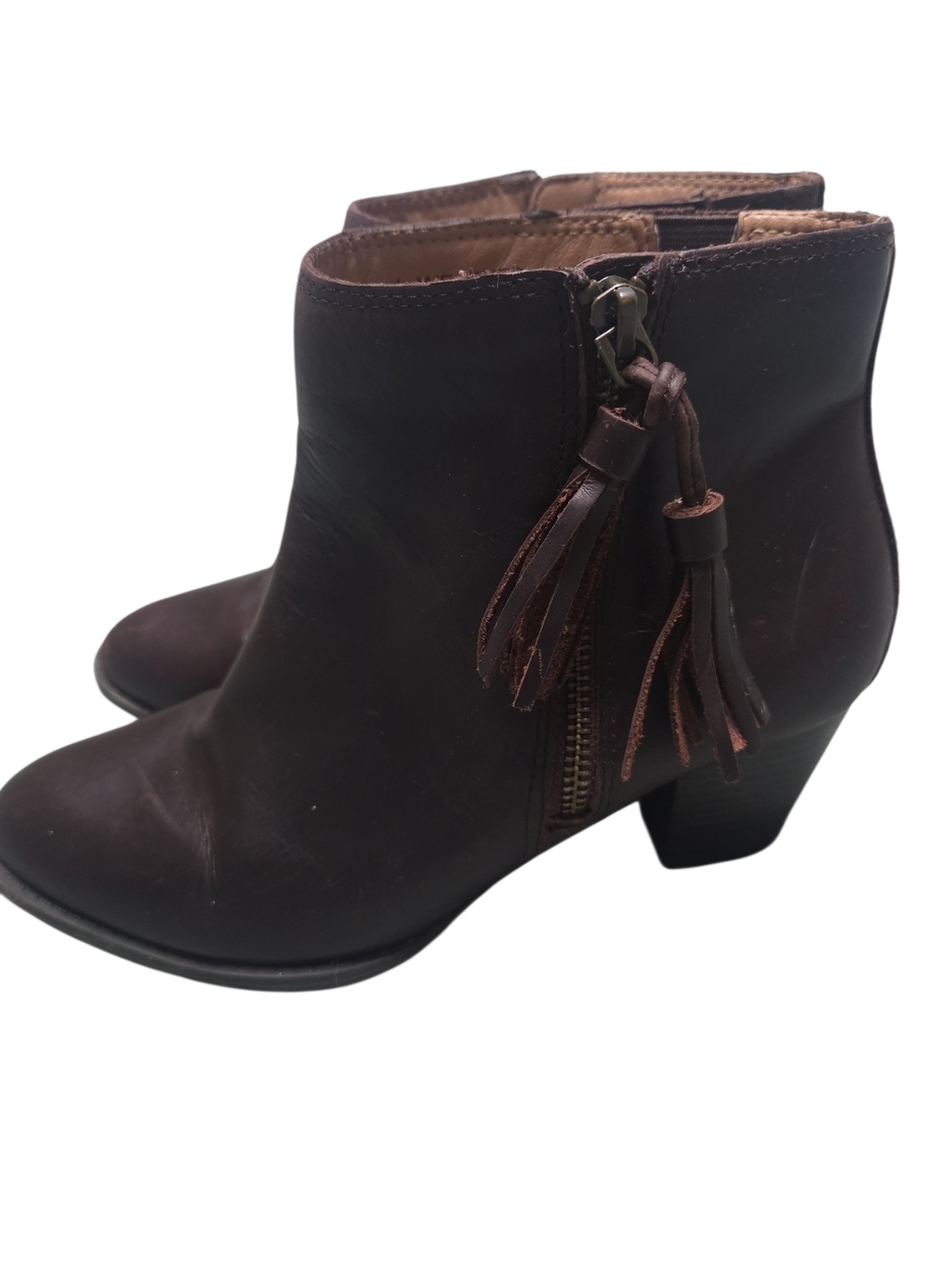 Vionic Women’s Burgundy Leather Tassel Zip Ankle Boots 8.5 Arch Support